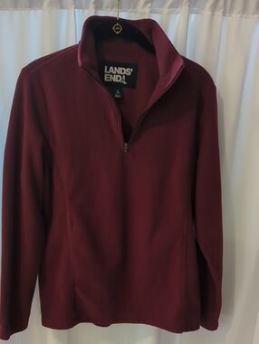 Lands' End Women's Half-Zip Pullover - Wine Fleece Size Small